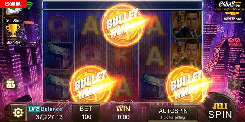 Agent Ace free spins Bullet Time feature with scatter symbols