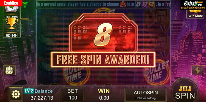 Agent Ace Bullet Time scatter symbol triggering free spins bonus round